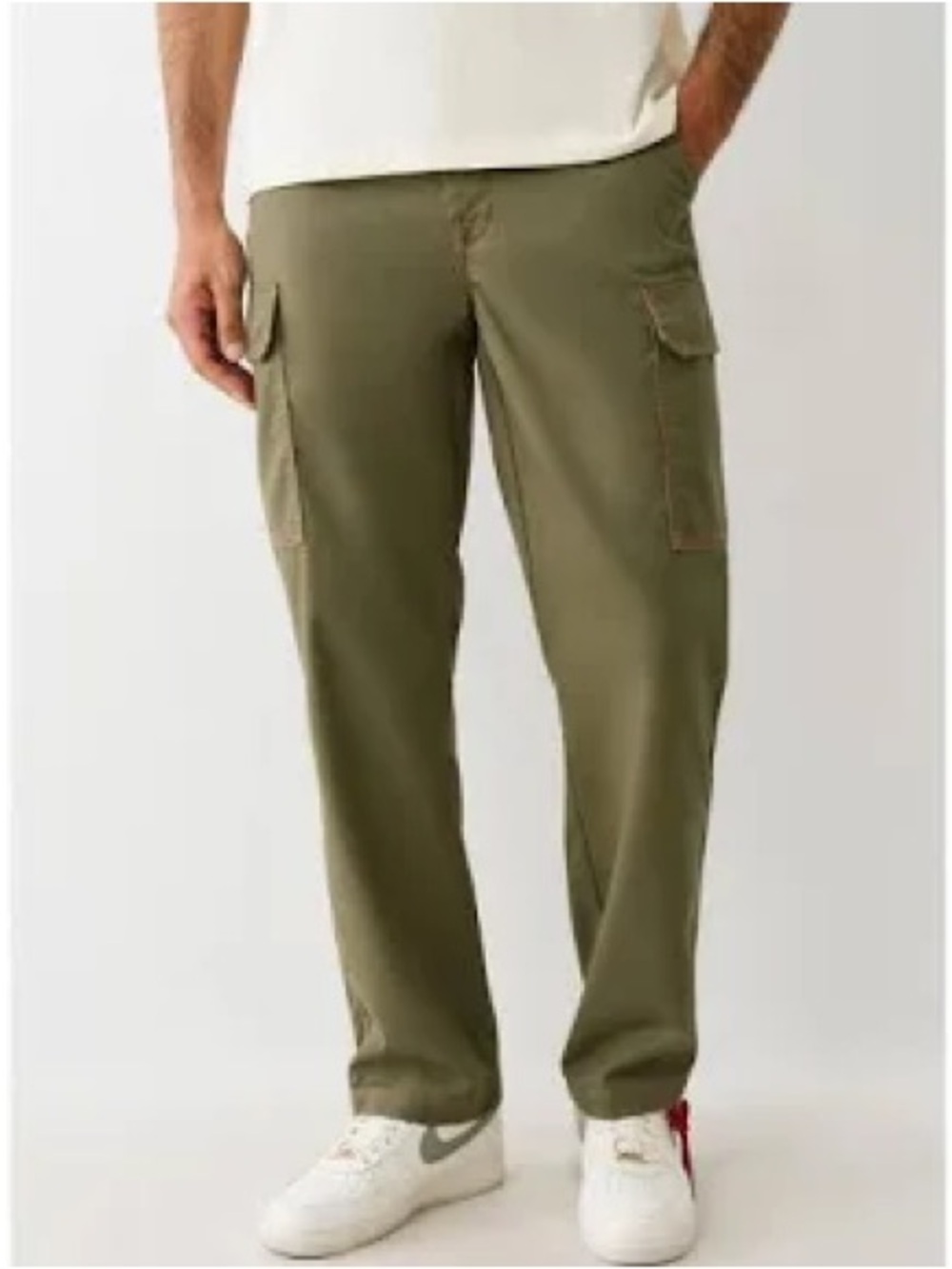 True Religion cargo pants cotton material in light green